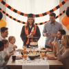 Fun Express – Orange Graduation Tissue Garland (12ft) for Graduation – Party Decor – Hanging Decor – Garland – 1 Piece