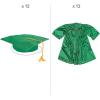 Fun Express Bulk Elementary School Shiny Green Graduation Cap & Gown Sets for 12