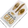 Fun Express Graduation Cutlery Holders 50 Pack – Grad Party Supplies Silverware Sleeves Disposable | Paper Utensil Holder Pockets for Graduation Party Table Decorations & Buffet Table Setting