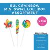 Fun Express Valentines Classroom Gifts Bulk Candy Lollipops 250 Pack – Rainbow Swirl Suckers Individually Wrapped for Kids Valentine Day Party Favors | Gluten Free Mixed Fruit Flavor Treats