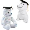 Graduation Autograph Stuffed Bear & Dinosaur Animals with Cap 11″ 12″ 2 Pc.