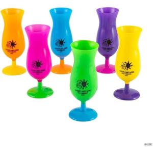7 3/4″ 14 oz. Bulk 48 Ct. Personalized Neon Sun & Flowers Hurricane Glasses