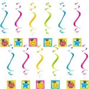 Elementary Graduation Hanging Swirl Decorations 12 Pieces