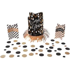 Fun Express – Black & Gold Grad Table Decor Kit for Graduation – Party Decor – General Decor – Centerpieces – Graduation – 23 Pieces