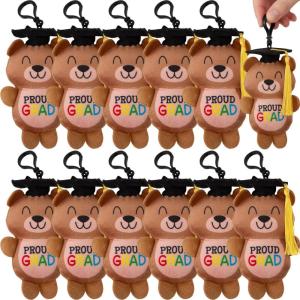 Fun Express 2 1/4″ x 3 1/2″ Stuffed Elementary Graduation Bear Backpack Clips – 12 Pc.