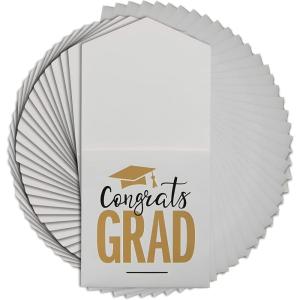 Fun Express Graduation Cutlery Holders 50 Pack – Grad Party Supplies Silverware Sleeves Disposable | Paper Utensil Holder Pockets for Graduation Party Table Decorations & Buffet Table Setting