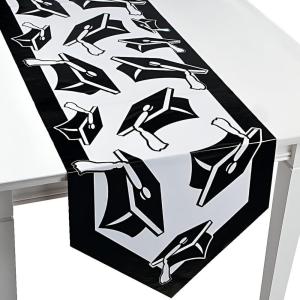 Fun Express Green Congrats Grad Table Runner – Paper – 17 x 90 Inches – Party Supplies – 1 Piece(Black)