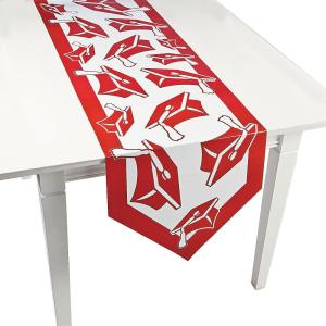 Fun Express Green Congrats Grad Table Runner – Paper – 17 x 90 Inches – Party Supplies – 1 Piece(Red)