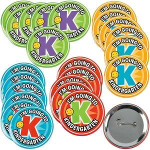 I’m Going To Kindergarten Buttons – Bulk Set of 24 – Pre-School Graduation Pins – Novelty Buttons