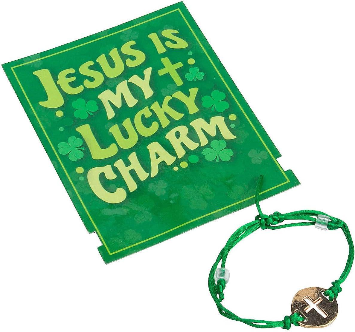 image:imageFun Express Jesus is My Lucky Charm Bracelets with Card 12 Pieces