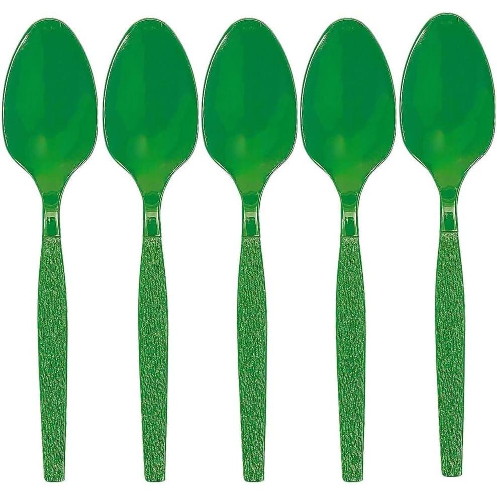 image:imageFun Express Kelly Green Plastic Spoons 50 Pc Party Supplies Solid Tableware Cutlery 50 PiecesGreen