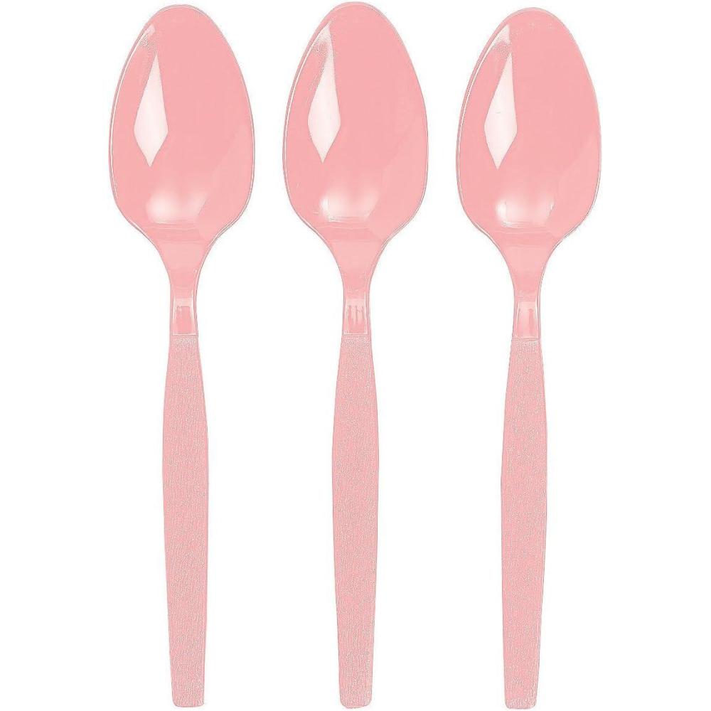 image:imageFun Express  Kelly Green Plastic Spoons 50 Pc  Party Supplies  Solid Tableware  Cutlery  50 PiecesLight Pink