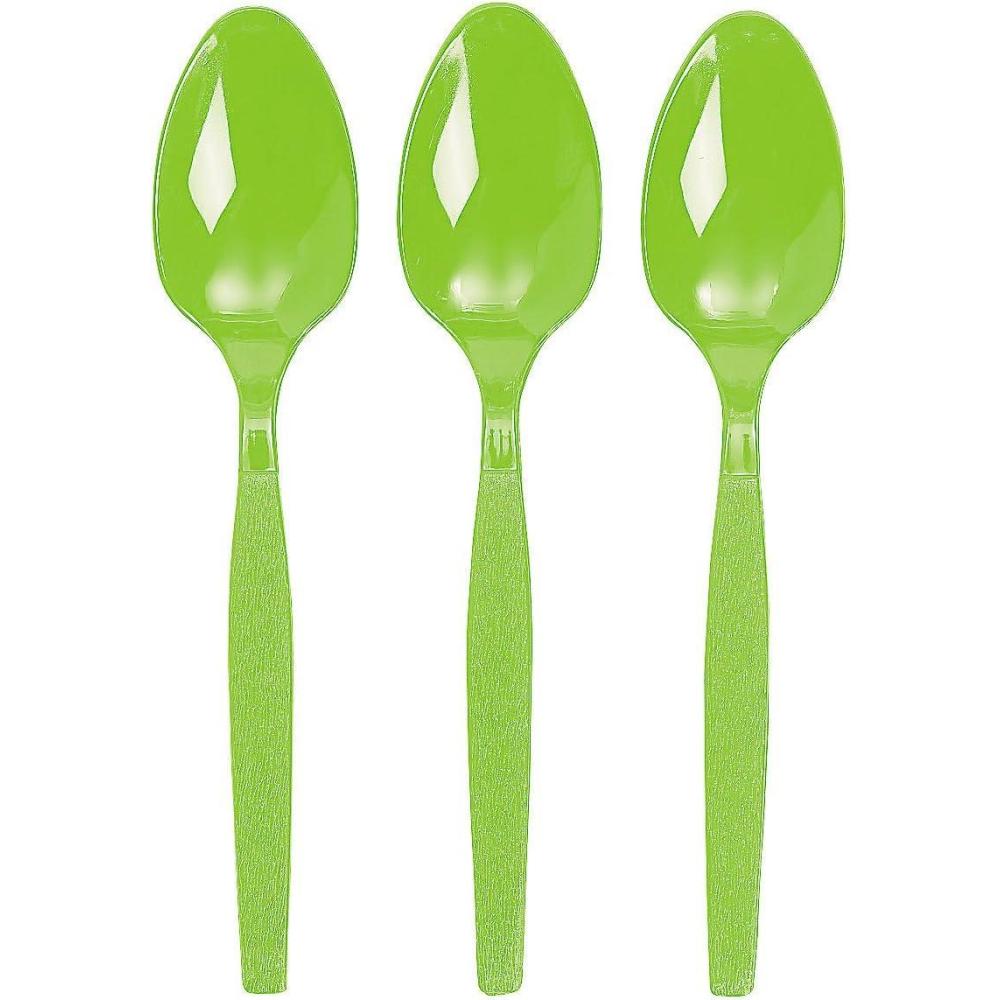 image:imageFun Express Kelly Green Plastic Spoons 50 Pc Party Supplies Solid Tableware Cutlery 50 PiecesLime Green