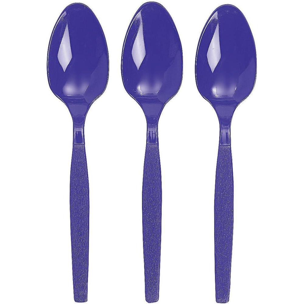 image:imageFun Express Kelly Green Plastic Spoons 50 Pc Party Supplies Solid Tableware Cutlery 50 PiecesPurple