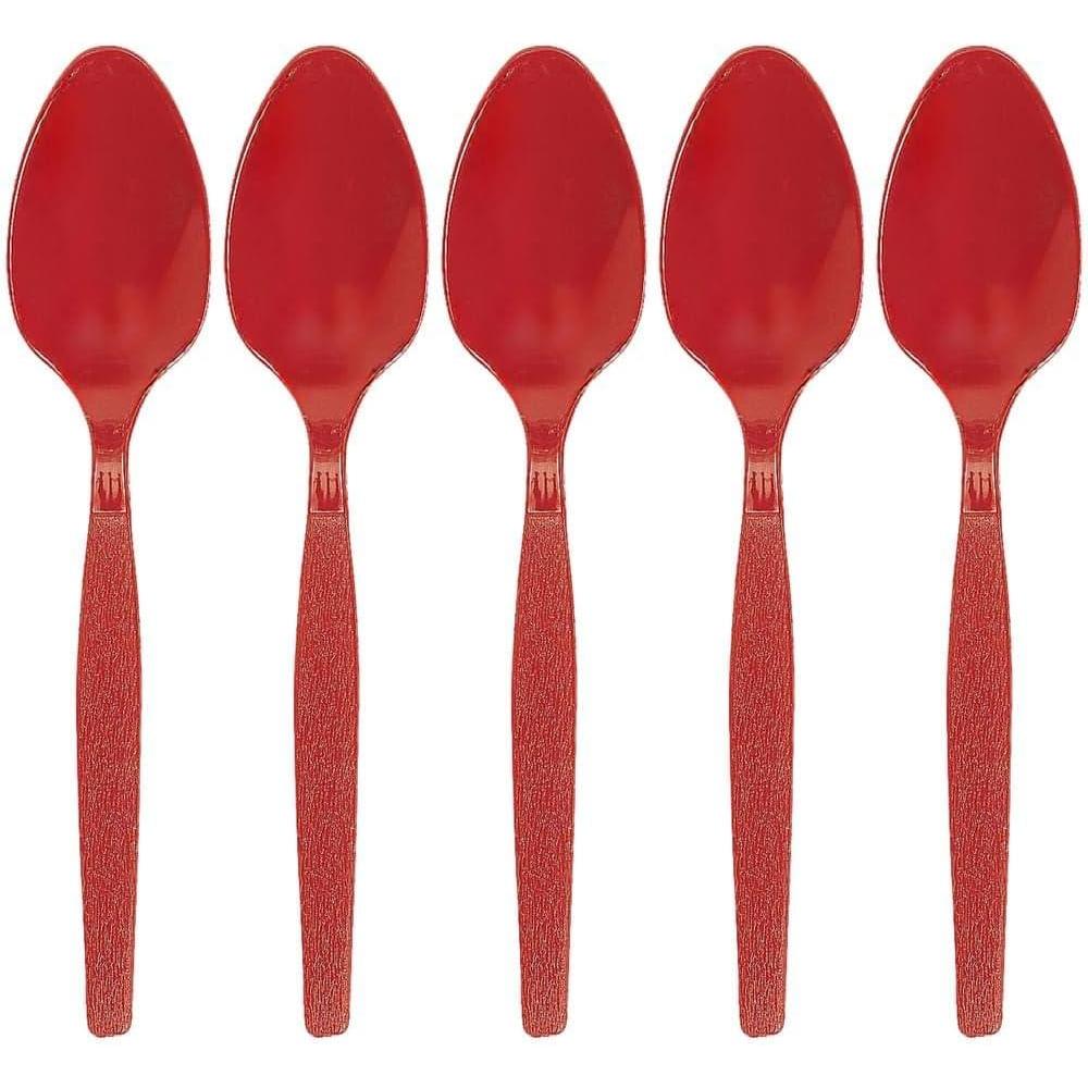 image:imageFun Express Kelly Green Plastic Spoons 50 Pc Party Supplies Solid Tableware Cutlery 50 PiecesRed