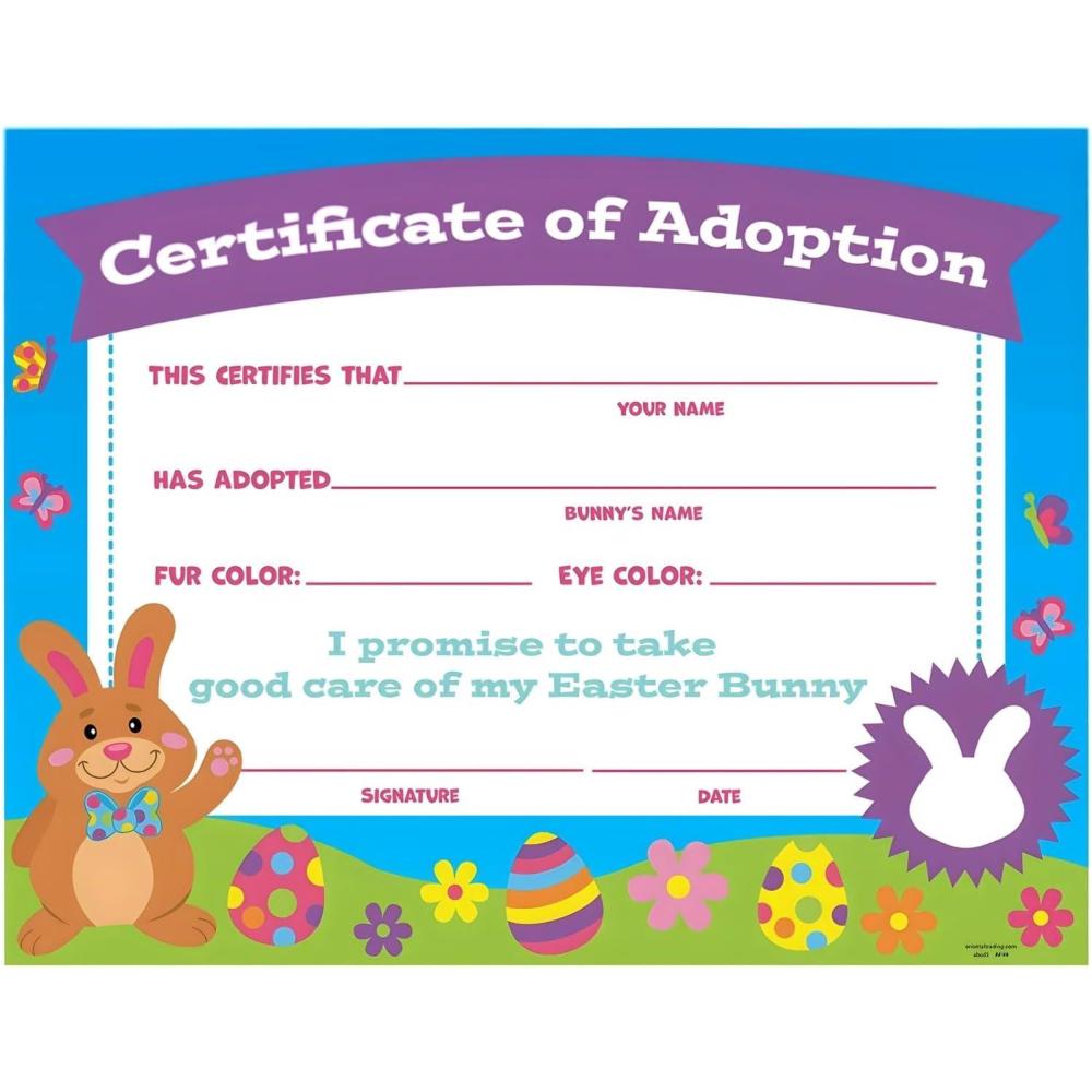 image:imageFun Express Easter Bunny Adoption Certificates 12 Pc