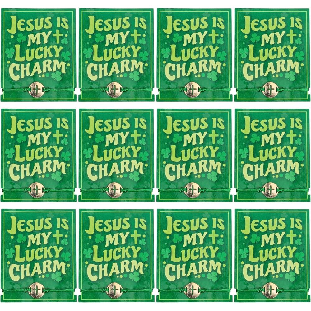 image:imageFun Express Jesus is My Lucky Charm Bracelets with Card  12 Pieces