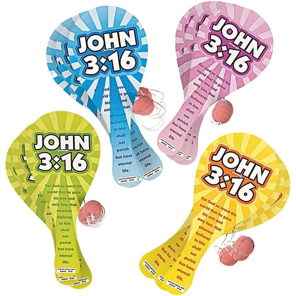image:imageFun Express John 316 Paddleball Set Inspirational Christian Toy for Kids with FaithBased Religious Message Perfect for Church Events Sunday School Vacation Bible School amp Gifts 12 Pieces