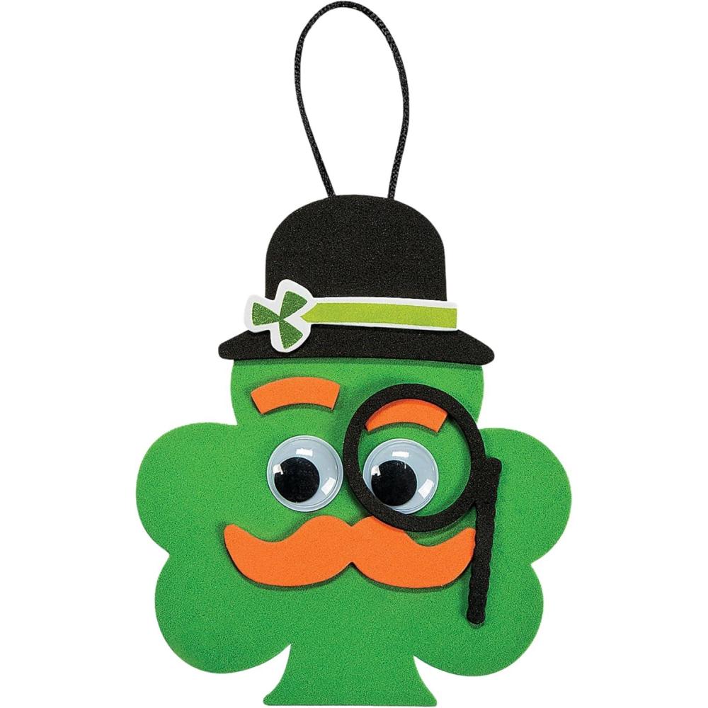 image:imageMulticolor Foam Shamrock with Mustache Ornament Craft Kit 4 x 45 12 Sets Fun amp Easy DIY St Patricks Day Decorations
