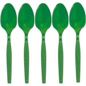 Fun Express – Kelly Green Plastic Spoons (50 Pc) – Party Supplies – Solid Tableware – Cutlery – 50 Pieces(Green)