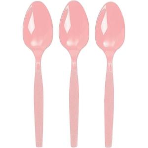 Fun Express – Kelly Green Plastic Spoons (50 Pc) – Party Supplies – Solid Tableware – Cutlery – 50 Pieces(Light Pink)
