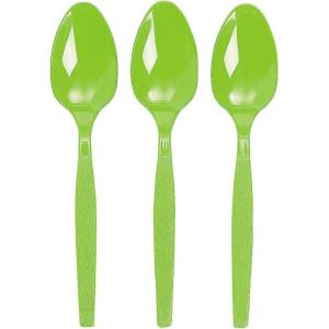 Fun Express – Kelly Green Plastic Spoons (50 Pc) – Party Supplies – Solid Tableware – Cutlery – 50 Pieces(Lime Green)