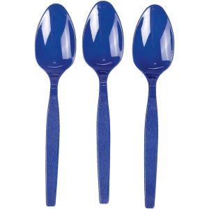 Fun Express – Kelly Green Plastic Spoons (50 Pc) – Party Supplies – Solid Tableware – Cutlery – 50 Pieces(Navy Blue)