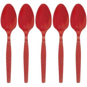 Fun Express – Kelly Green Plastic Spoons (50 Pc) – Party Supplies – Solid Tableware – Cutlery – 50 Pieces(Red)