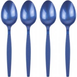 Fun Express – Kelly Green Plastic Spoons (50 Pc) – Party Supplies – Solid Tableware – Cutlery – 50 Pieces(Royal Blue)