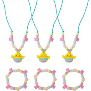 Fun Express 2 1/4″ – 24″ Easter Whimsy Beaded Necklace & Bracelet Set – 3 Pc.
