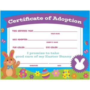 Fun Express Easter Bunny Adoption Certificates – 12 Pc