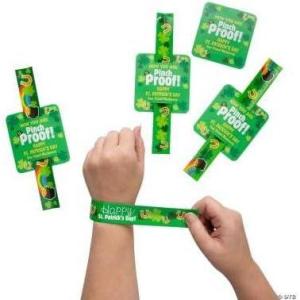 Fun Express Personalized St. Patrick’s Day Slap Bracelets with Card, Bulk 50 Pieces