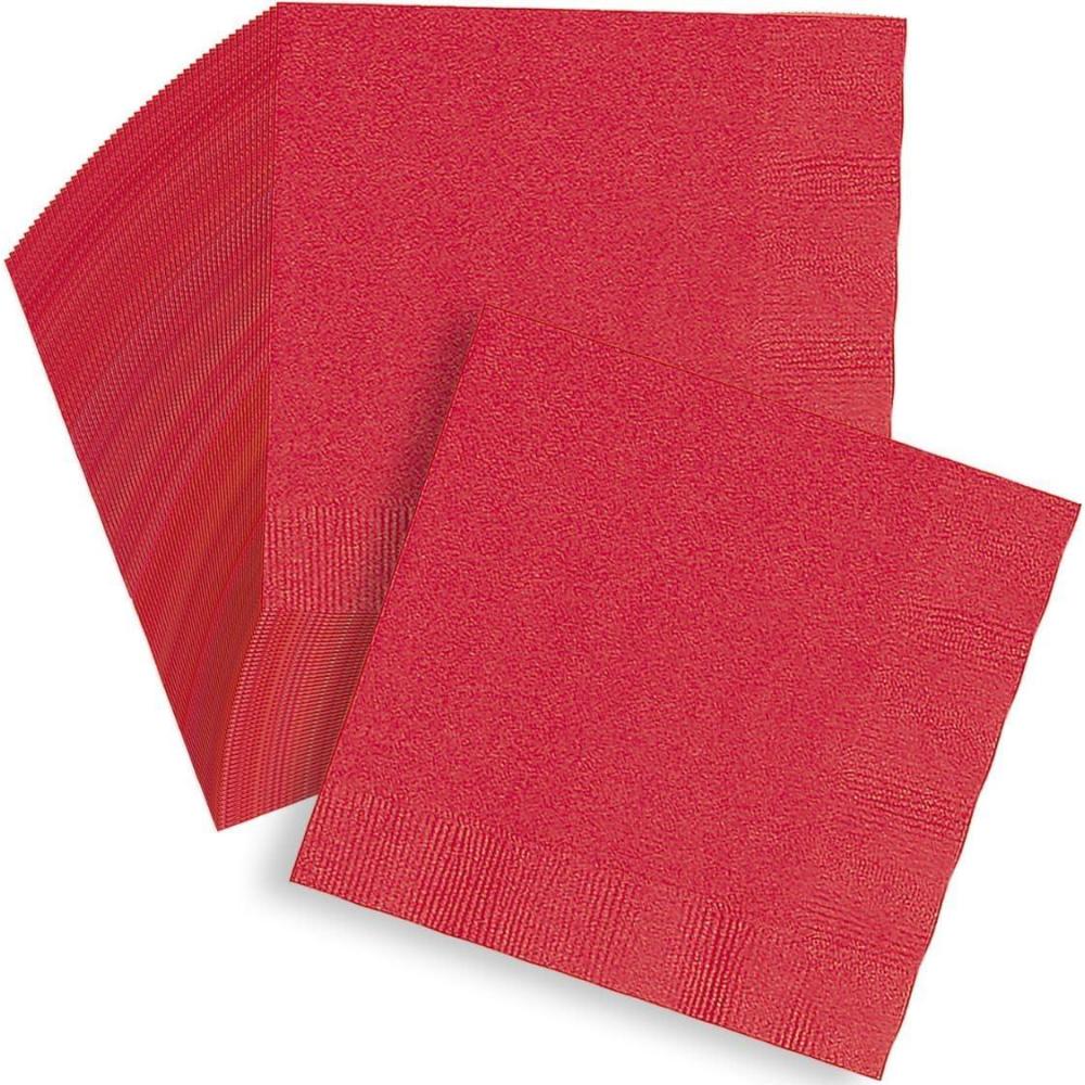 image:imageFun Express Red 12 78 Paper Napkins 50 Pc Party Supplies Solid Tableware Solid Napkins 50 Pieces