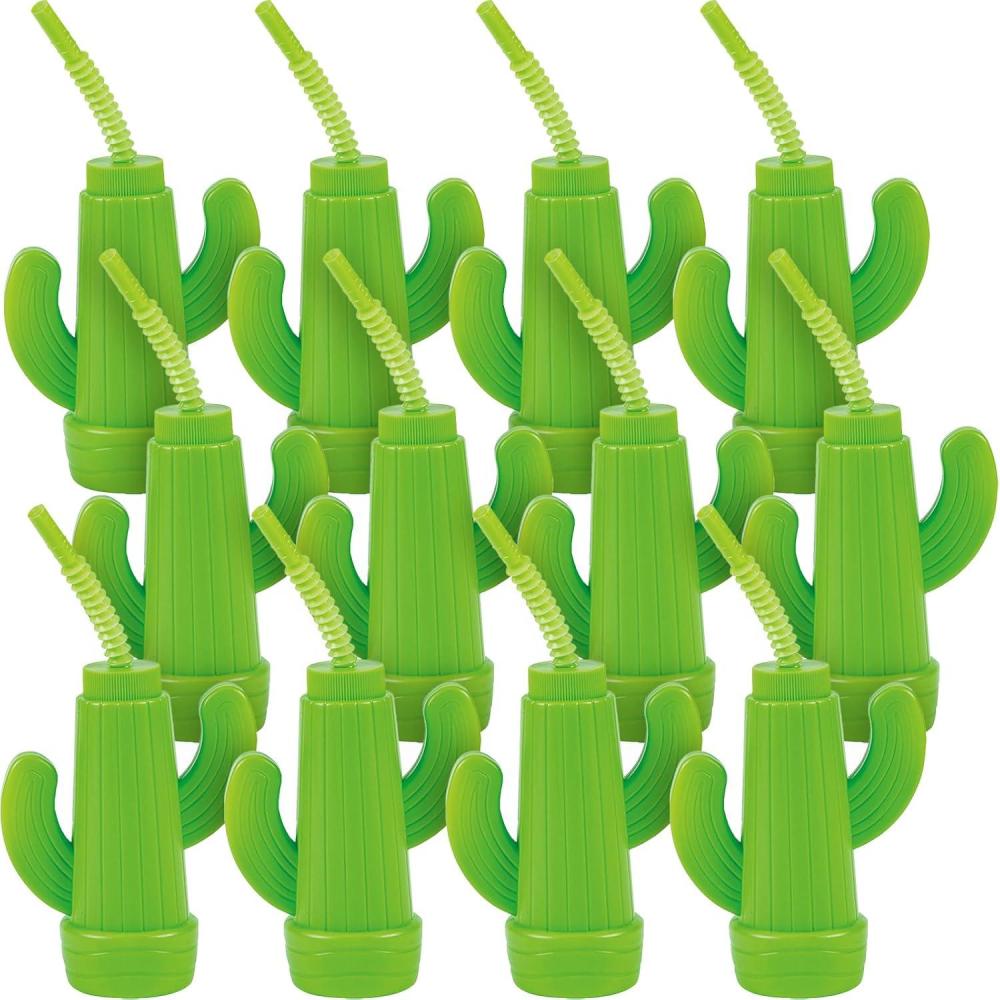 image:imageFun Express 12 Pieces Cactus Shaped Molded 12 oz Cups BPA Free Plastic Party Supplies Light Green VBS Vacation Bible School SuppliesDecor12 Ounces