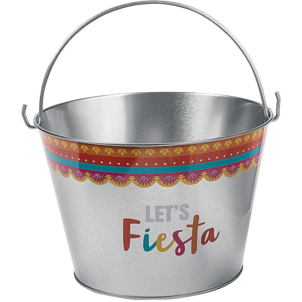 image:imageFun Express Fiesta Metal Pail Large Party Supplies 3 Pieces