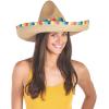 Fun Express Sombrero Hats 12 Pack – Adult Straw Mexican Paper Straw Hat with Rainbow Border | Fiesta Party Decorations & Cinco de Mayo Party Supplies | Sombrero Party Hats for Men & Women