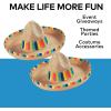 Fun Express Sombrero Hats 12 Pack – Adult Straw Mexican Paper Straw Hat with Rainbow Border | Fiesta Party Decorations & Cinco de Mayo Party Supplies | Sombrero Party Hats for Men & Women