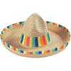 Fun Express Sombrero Hats 12 Pack – Adult Straw Mexican Paper Straw Hat with Rainbow Border | Fiesta Party Decorations & Cinco de Mayo Party Supplies | Sombrero Party Hats for Men & Women