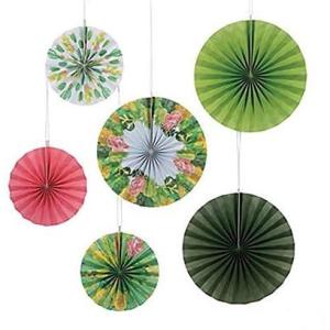 10″ – 14″ Cactus Theme Decorative Hanging Paper Fans – Party Decor – 6 Pieces
