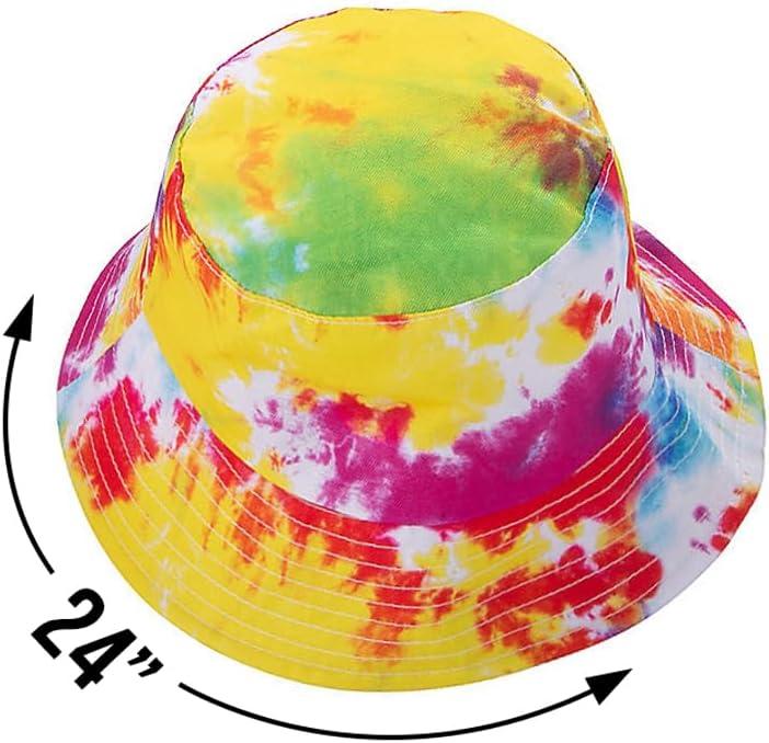 image:imageFun Express Kids TieDye Bucket Hat 12 Pack Colorful Rainbow Party Hats for Birthday Celebrations Summer Sun Hats for Kids Beach amp Outdoor Fun Bulk Hats for Groovy 90s Hippie Themed Events