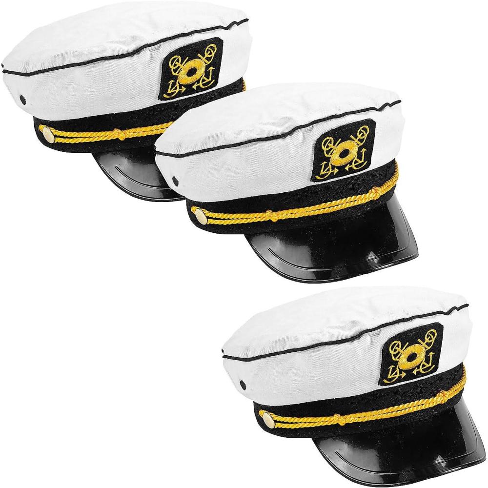 image:imageFun Express 22 circ Bulk 12 Pieces White Polyester Captains Hats