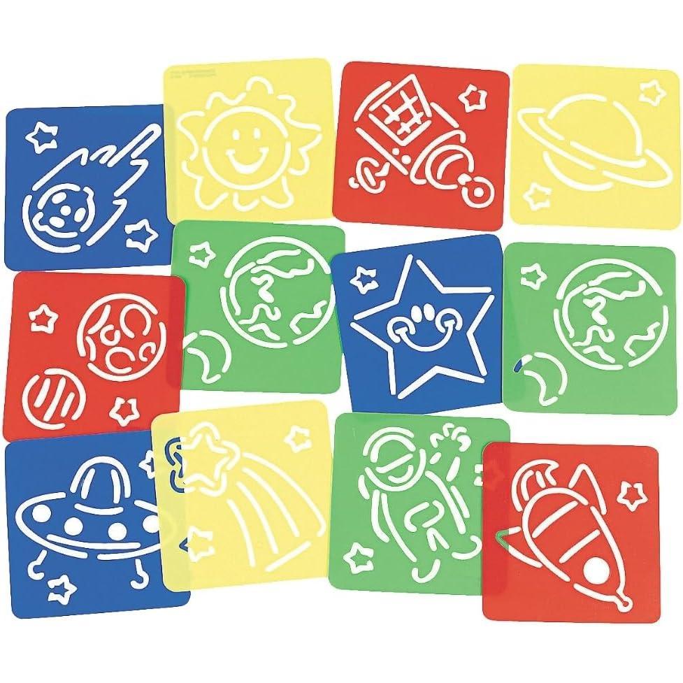 image:imageFun Express Awesome Outer Space Stencils Educational and Learning Activities for Kids VBS Vacation Bible School SuppliesDecor 12 Pieces