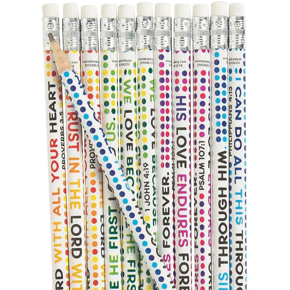 image:imageFun Express Colorful Bible Verse Pencils Bulk set of 24 VBS Church Sunday School and Religious Stationery Supplies