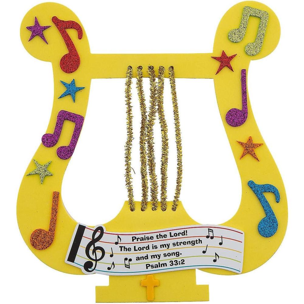 image:imageFun Express Praise The Lord Davids Harp Craft Kit Church Sunday School VBS Childrens Craft Supplies Bible Verse Project Makes 12