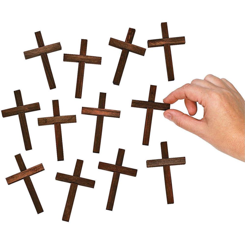 image:imageMiniature Wooden Crosses Set of 12  Measures 3 Inch  Sunday School Church Fundraisers Favors Baptisms Confirmation and Religious Gifts