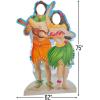 Fun Express Hawaiian Couple Photo Stand-Up – Tiki Party Decorations for Luau Party Supplies | Tropical Aloha Backdrop with Face Cutouts | Large Floor Standing Photo Booth Props for Summer Beach Events