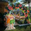 Fun Express Hawaiian Couple Photo Stand-Up – Tiki Party Decorations for Luau Party Supplies | Tropical Aloha Backdrop with Face Cutouts | Large Floor Standing Photo Booth Props for Summer Beach Events
