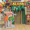 Fun Express Hawaiian Couple Photo Stand-Up – Tiki Party Decorations for Luau Party Supplies | Tropical Aloha Backdrop with Face Cutouts | Large Floor Standing Photo Booth Props for Summer Beach Events