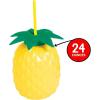 Fun Express Set of 6 Pieces Pineapple Shaped Cups with Straws, Each Holds 24 oz, BPA Free PLastic, Luau and Tropical Party Supplies, Multi-Color