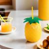 Fun Express Set of 6 Pieces Pineapple Shaped Cups with Straws, Each Holds 24 oz, BPA Free PLastic, Luau and Tropical Party Supplies, Multi-Color